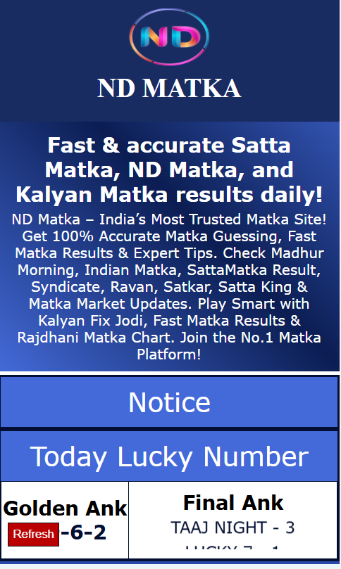 NDMatka, dpboss, kalyan matka,  matka result, ND Matka